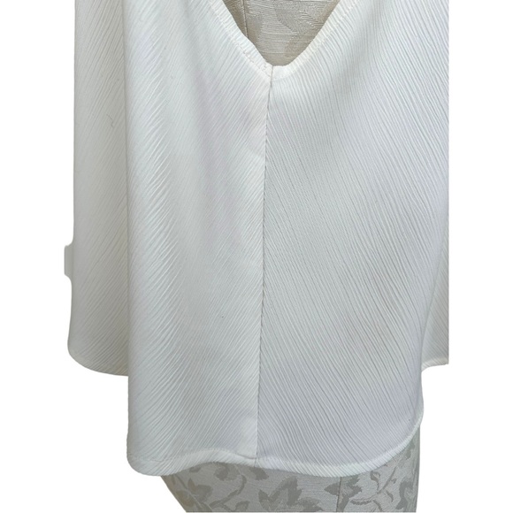 Monki Ivory Sheer Crinkle Swing Tank Sleeveless Blouse Button Shoulder Sz Large - Picture 3 of 15